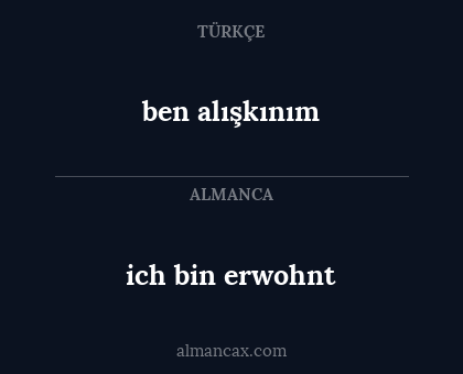 ich bin erwohnt - ben alışkınım