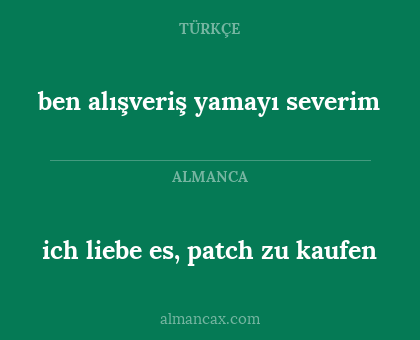 ich liebe es, patch zu kaufen - ben alışveriş yamayı severim