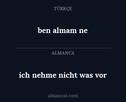 ben almam ne - ich nehme nicht was vor
