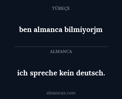 ich spreche kein deutsch. - ben almanca bilmiyorjm