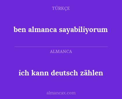 ich kann deutsch zählen - ben almanca sayabiliyorum