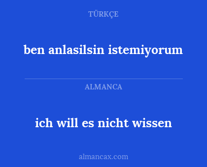ben anlasilsin istemiyorum - ich will es nicht wissen