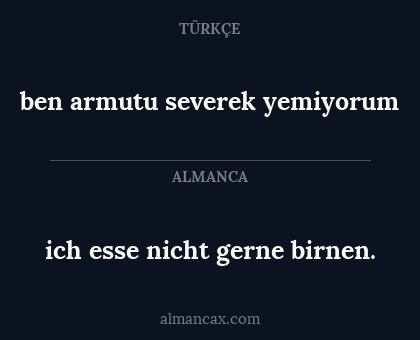 ich esse nicht gerne birnen. - ben armutu severek yemiyorum