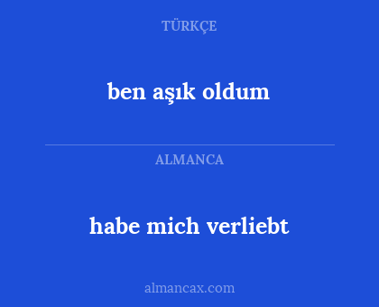 habe mich verliebt - ben aşık oldum