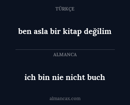 ich bin nie nicht buch - ben asla bir kitap değilim
