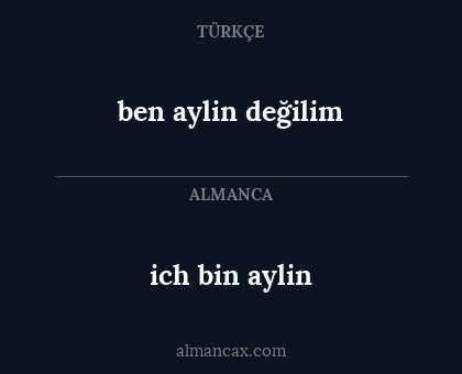 ich bin aylin - ben aylin değilim
