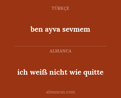 ben ayva sevmem - ich weiß nicht wie quitte