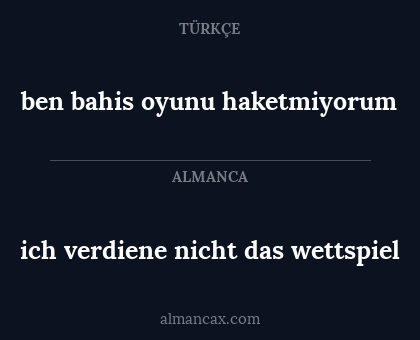 ich verdiene nicht das wettspiel - ben bahis oyunu haketmiyorum
