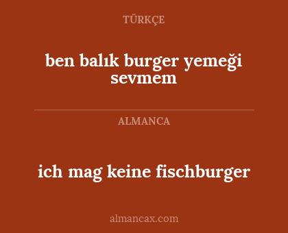 ich mag keine fischburger - ben balık burger yemeği sevmem
