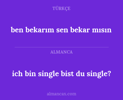 ben bekarım sen bekar mısın - ich bin single bist du single?