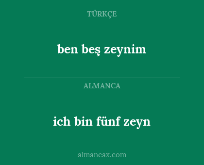 ich bin fünf zeyn - ben beş zeynim