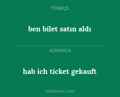 hab ich ticket gekauft - ben bilet satın aldı