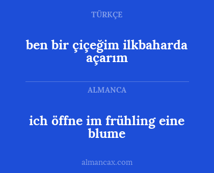 ben bir çiçeğim ilkbaharda açarım - ich öffne im frühling eine blume