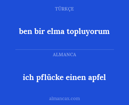 ben bir elma topluyorum - ich pflücke einen apfel
