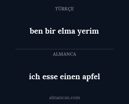 ich esse einen apfel - ben bir elma yerim