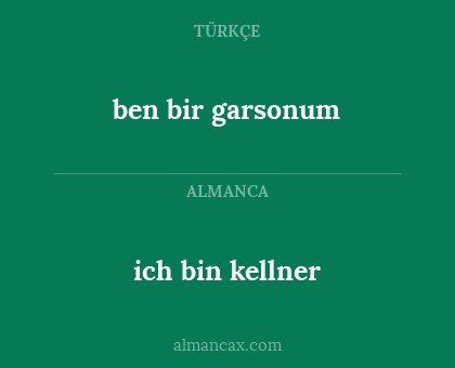 ich bin kellner - ben bir garsonum