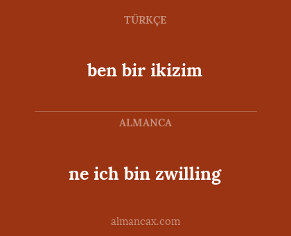 ne ich bin zwilling - ben bir ikizim