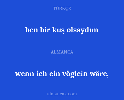 wenn ich ein vöglein wäre, - ben bir kuş olsaydım