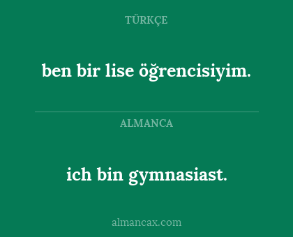 ich bin gymnasiast. - ben bir lise öğrencisiyim.