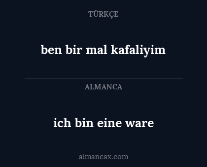 ich bin eine ware - ben bir mal kafaliyim