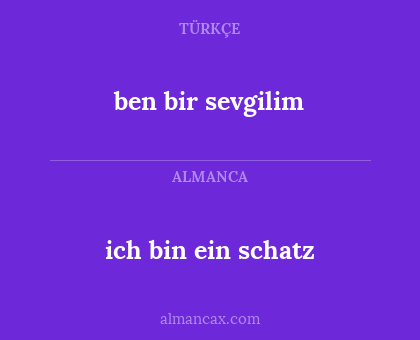 ich bin ein schatz - ben bir sevgilim