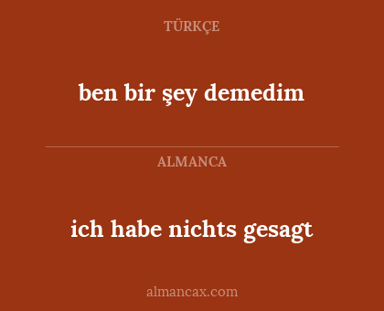 ben bir şey demedim - ich habe nichts gesagt