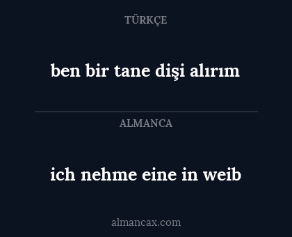 ich nehme eine in weib - ben bir tane dişi alırım