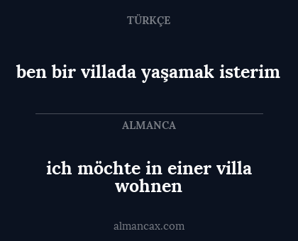 ich möchte in einer villa wohnen - ben bir villada yaşamak isterim