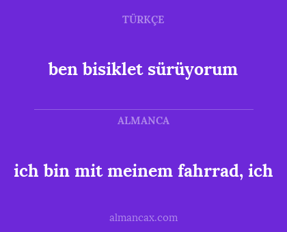 ben bisiklet sürüyorum - ich bin mit meinem fahrrad, ich