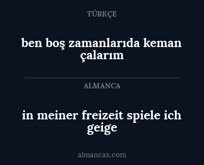 ben boş zamanlarıda keman çalarım - in meiner freizeit spiele ich geige
