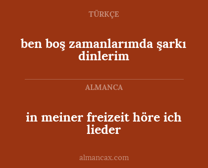 ben boş zamanlarımda şarkı dinlerim - in meiner freizeit höre ich lieder