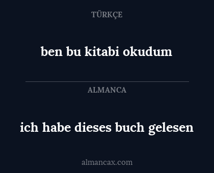 ich habe dieses buch gelesen - ben bu kitabi okudum