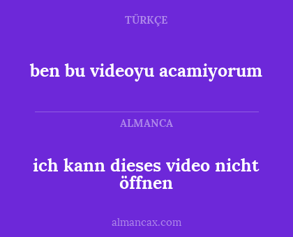 ben bu videoyu acamiyorum - ich kann dieses video nicht öffnen