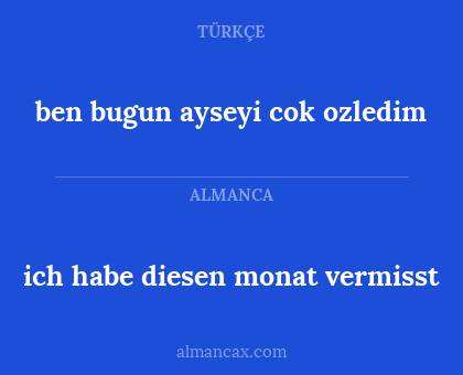 ben bugun ayseyi cok ozledim - ich habe diesen monat vermisst