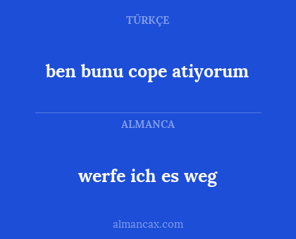 werfe ich es weg - ben bunu cope atiyorum