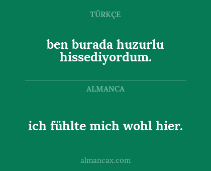 ich fühlte mich wohl hier. - ben burada huzurlu hissediyordum.