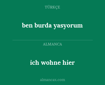 ich wohne hier - ben burda yasyorum