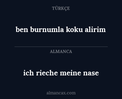 ben burnumla koku alirim - ich rieche meine nase