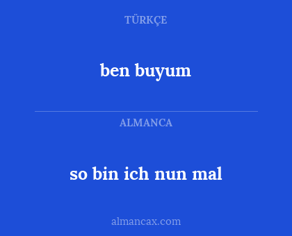 so bin ich nun mal - ben buyum