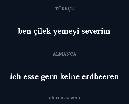 ben çilek yemeyi severim - ich esse gern keine erdbeeren