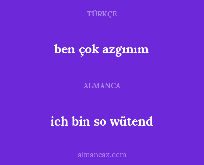 ben çok azgınım - ich bin so wütend