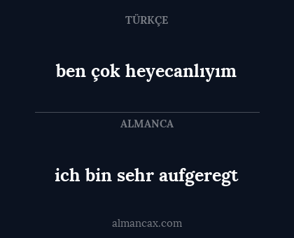 ich bin sehr aufgeregt - ben çok heyecanlıyım