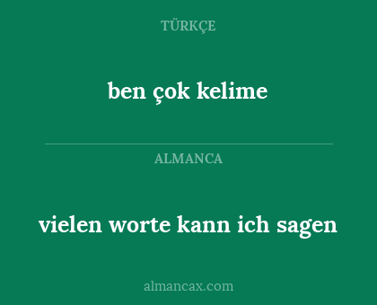 ben çok kelime - vielen worte kann ich sagen