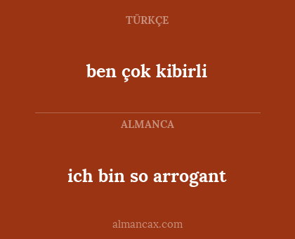 ich bin so arrogant - ben çok kibirli