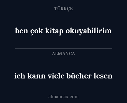 ben çok kitap okuyabilirim - ich kann viele bücher lesen