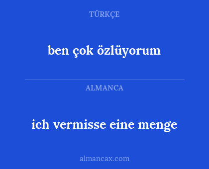 ben çok özlüyorum - ich vermisse eine menge