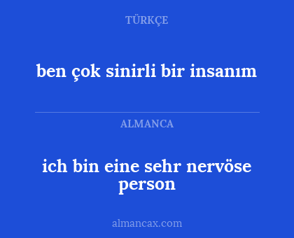 ich bin eine sehr nervöse person - ben çok sinirli bir insanım
