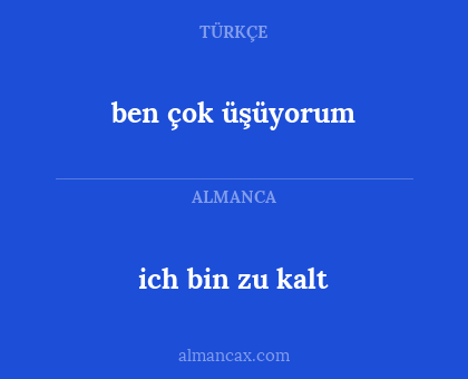 ben çok üşüyorum - ich bin zu kalt