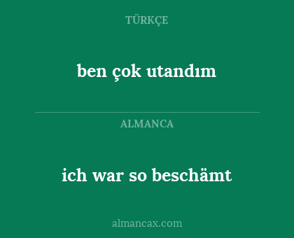ich war so beschämt - ben çok utandım