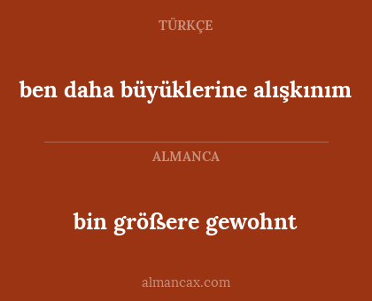 bin größere gewohnt - ben daha büyüklerine alışkınım